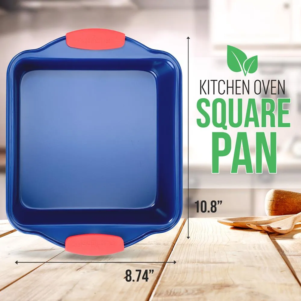 Nutrichef plat carré antiadhésif bleu 27 cm silicone