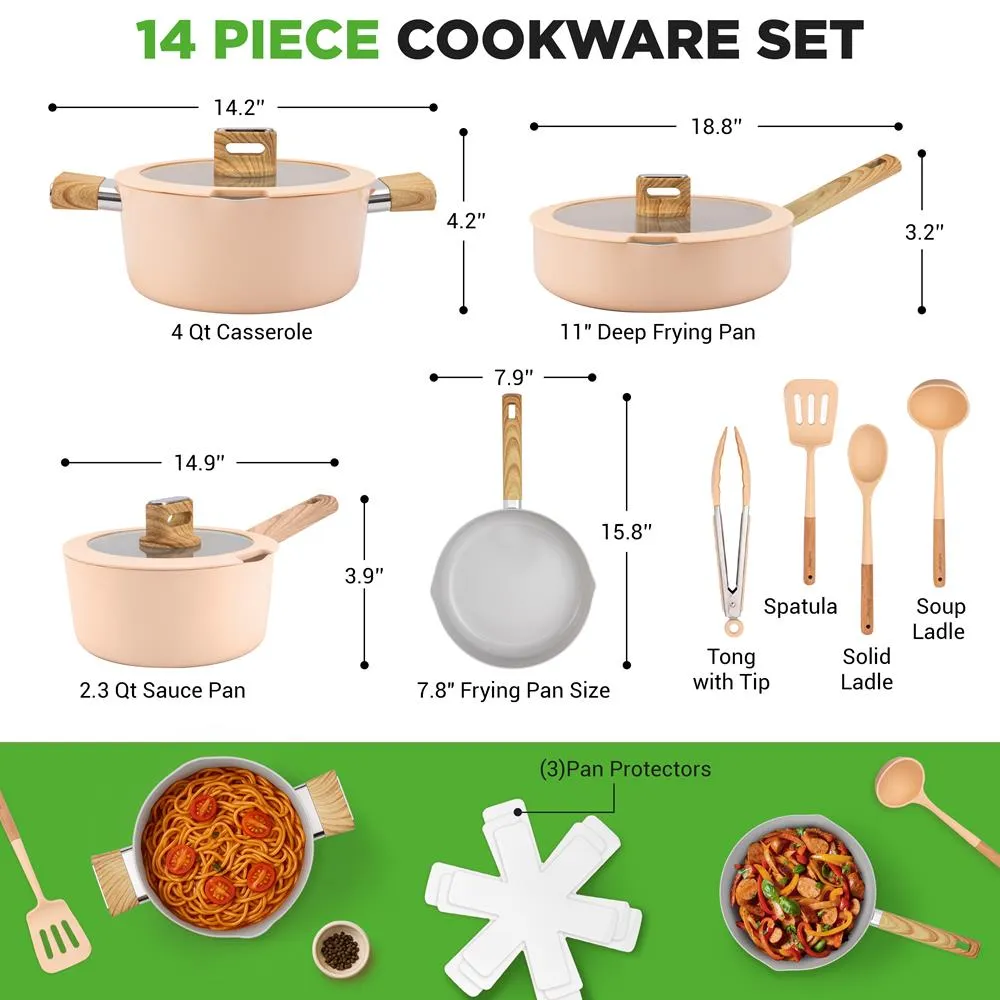 Nutrichef batterie cuisine 11 pièces antiadhésive marbrée