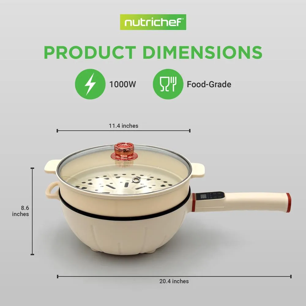 Nutrichef poêle électrique multifonction 4 L + cuit-vapeur