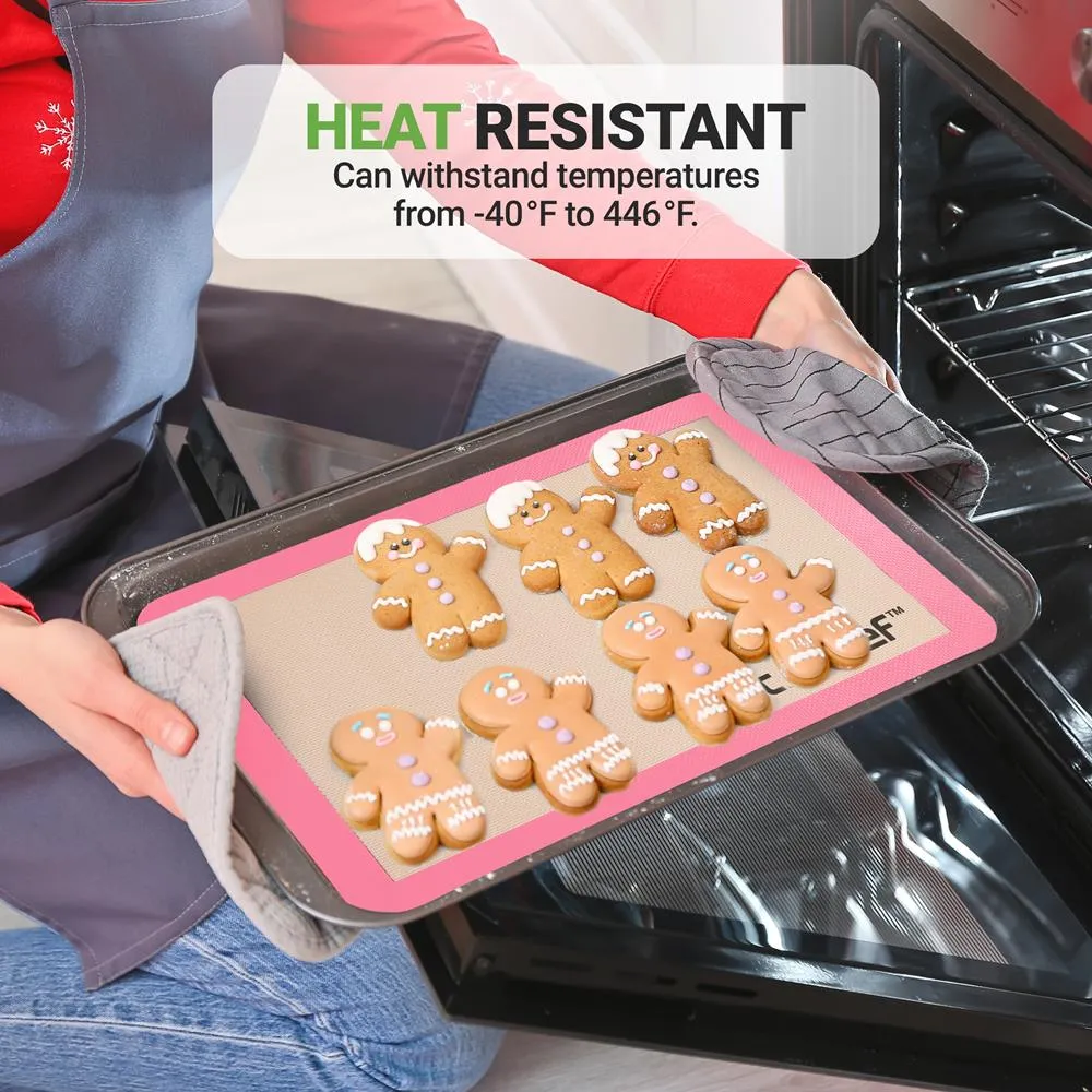 Nutrichef tapis cuisson silicone rose lot 2 grand