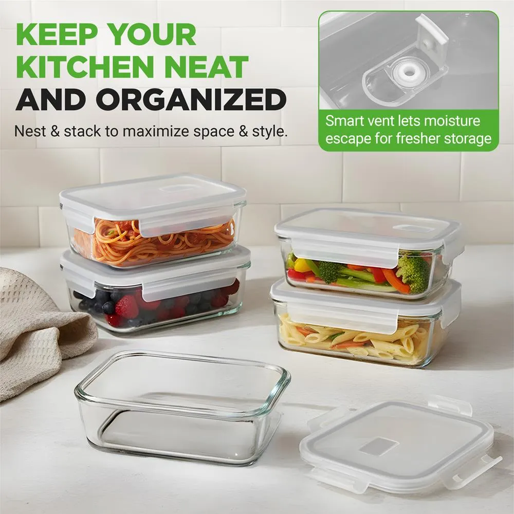 Nutrichef boîtes verre borosilicate 10 pièces grises 850 ml