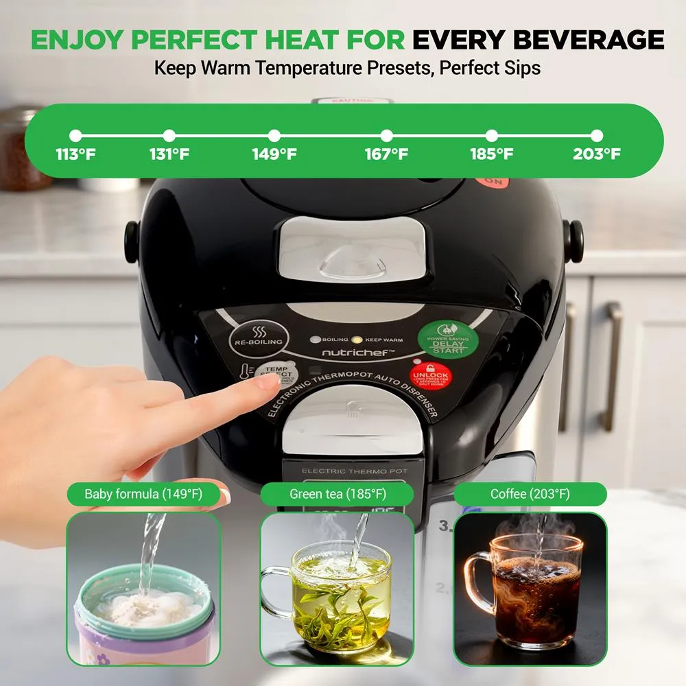 Nutrichef Distributeur Eau Chaude 5L Inox 750W Température