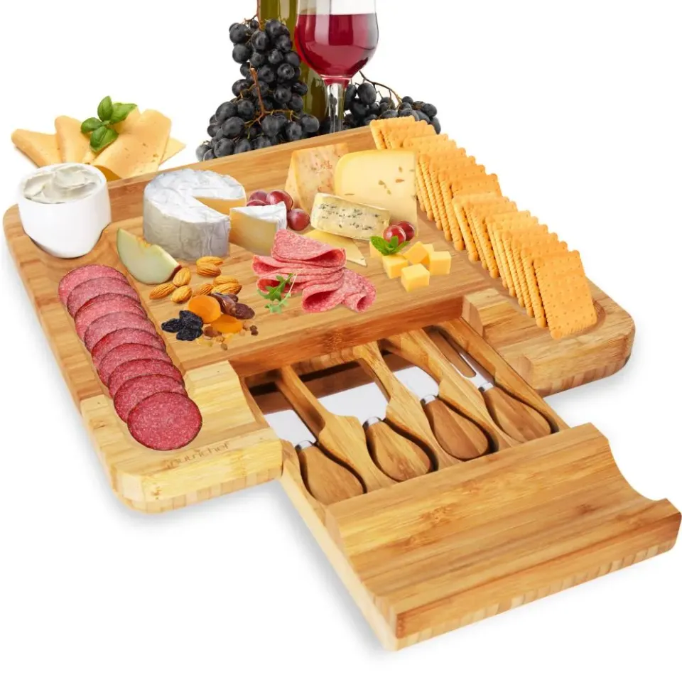 Nutrichef PKCZBD10 planche fromage bambou 4 couteaux