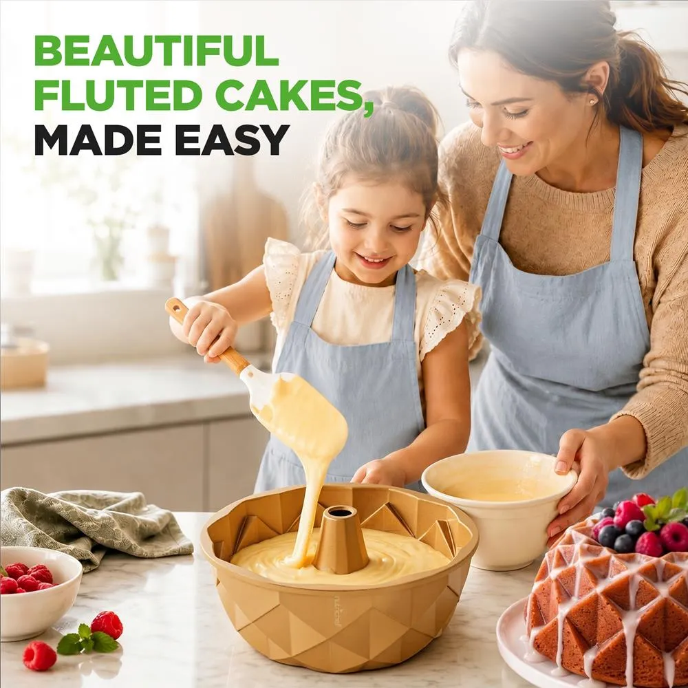 Nutrichef moule bundt aluminium doré 9 pouces antiadhésif