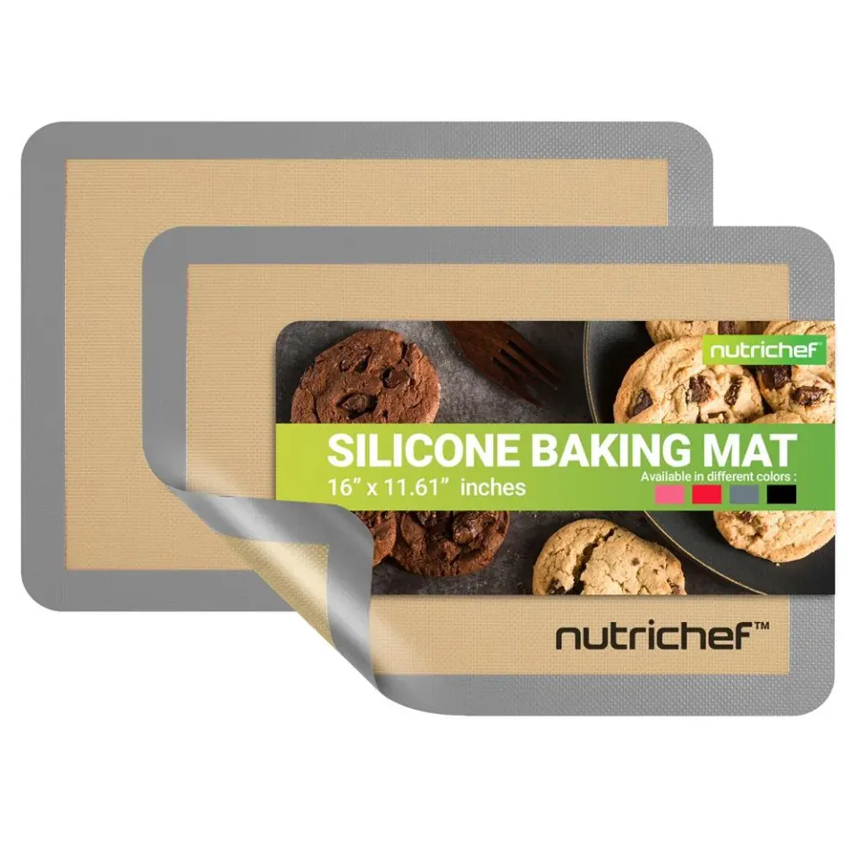 Nutrichef tapis de cuisson silicone gris lot de 2