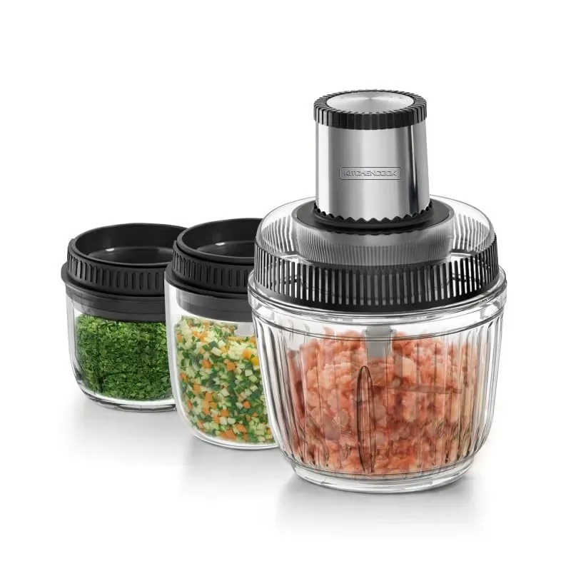 Kitchencook 1.2.3 hachoir électrique 3 bols verre 400W