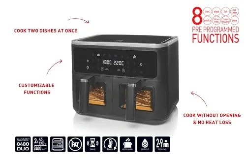 Fritel ST 8480 double friteuse air 2x4,5 L SYNC sans PFAS