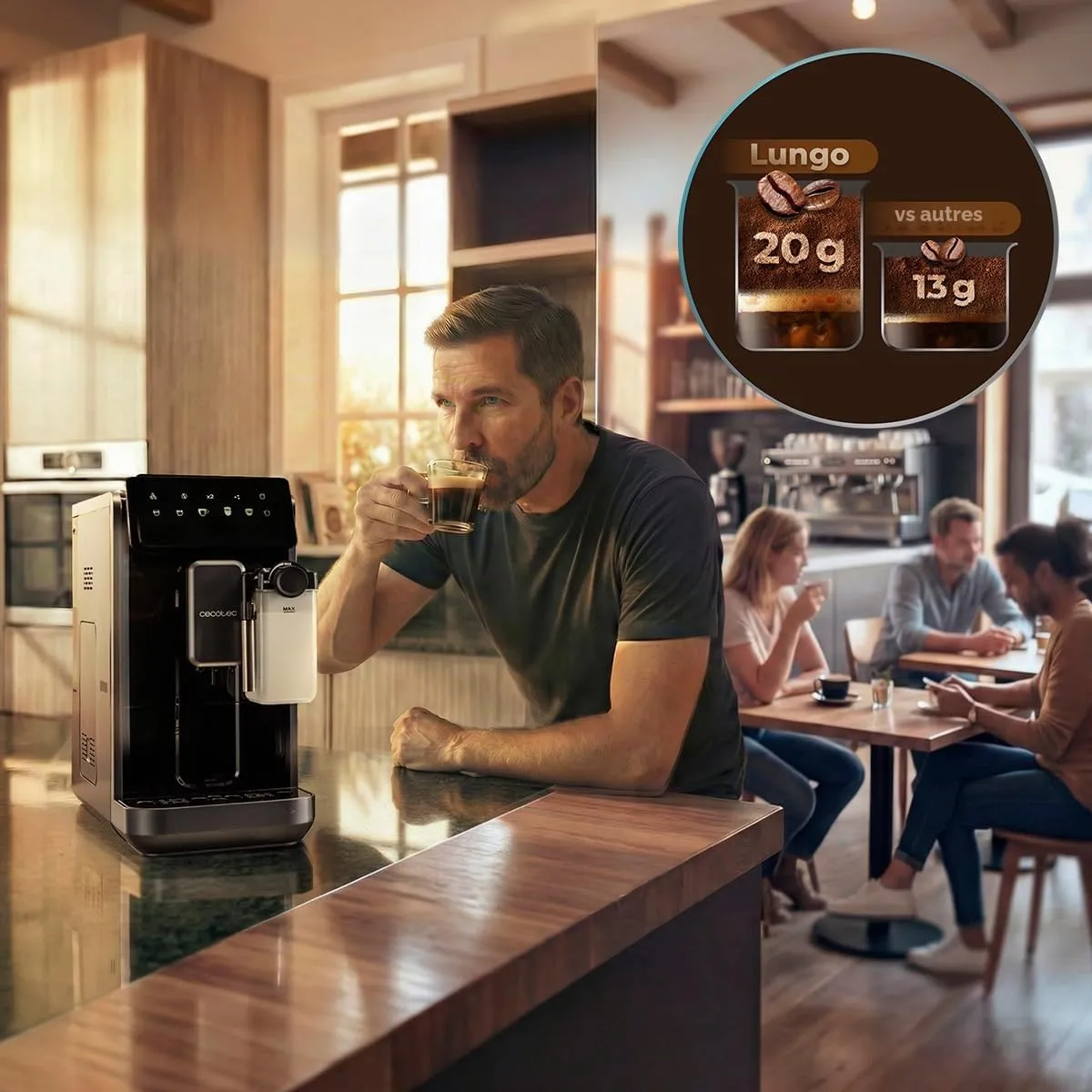 Cecotec Cremmaet Lungo Latte Art machine à café grains 19 bars