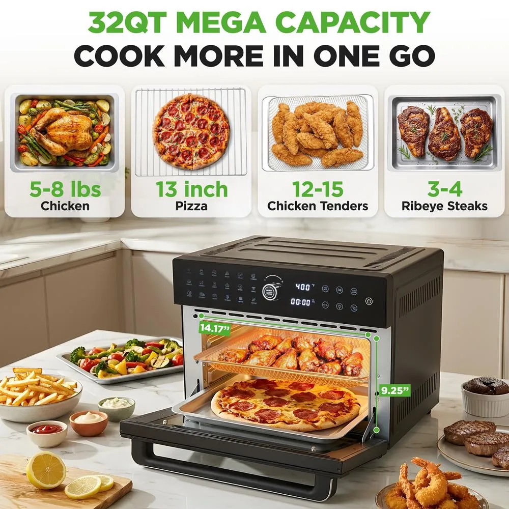 Nutrichef four air fryer combiné 32 QT 20 programmes rôtisserie