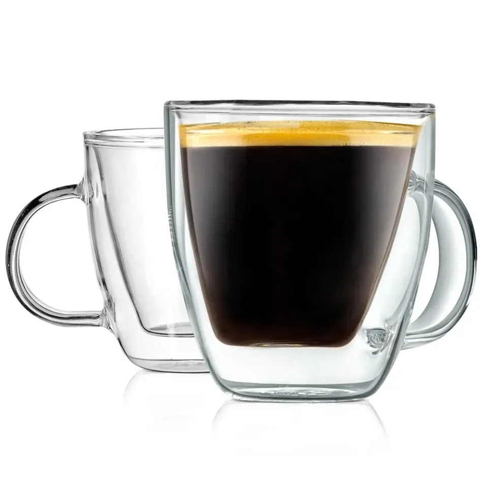Nutrichef tasses espresso verre double paroi lot 2