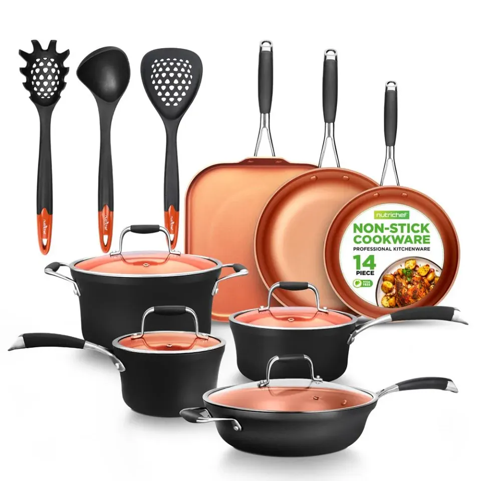 Nutrichef batterie cuisine 14 pièces cuivre