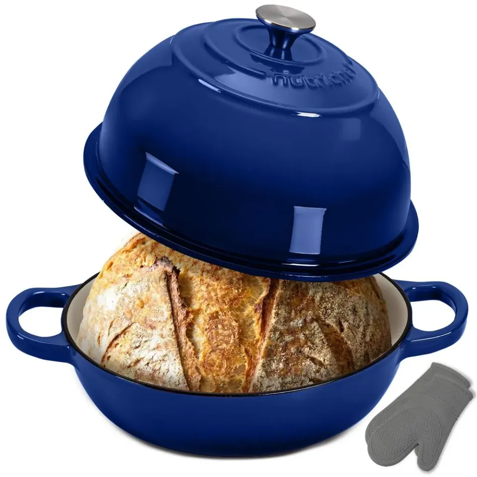 Nutrichef cocotte pain fonte émaillée bleue 3,4 L