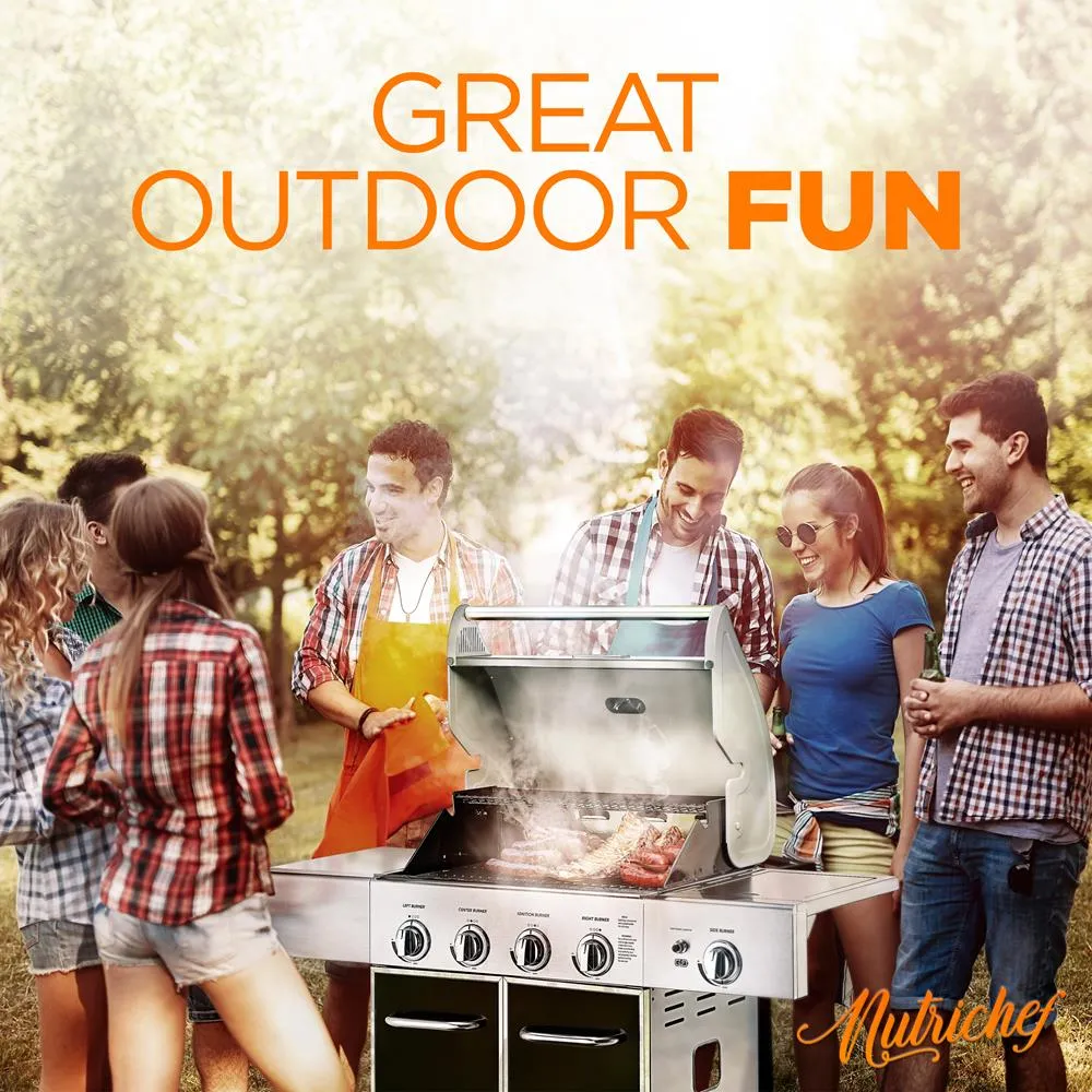 Nutrichef barbecue gaz 5 brûleurs inox 52000 BTU
