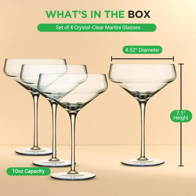 Nutrichef verres à martini cristal 10 oz lot 4