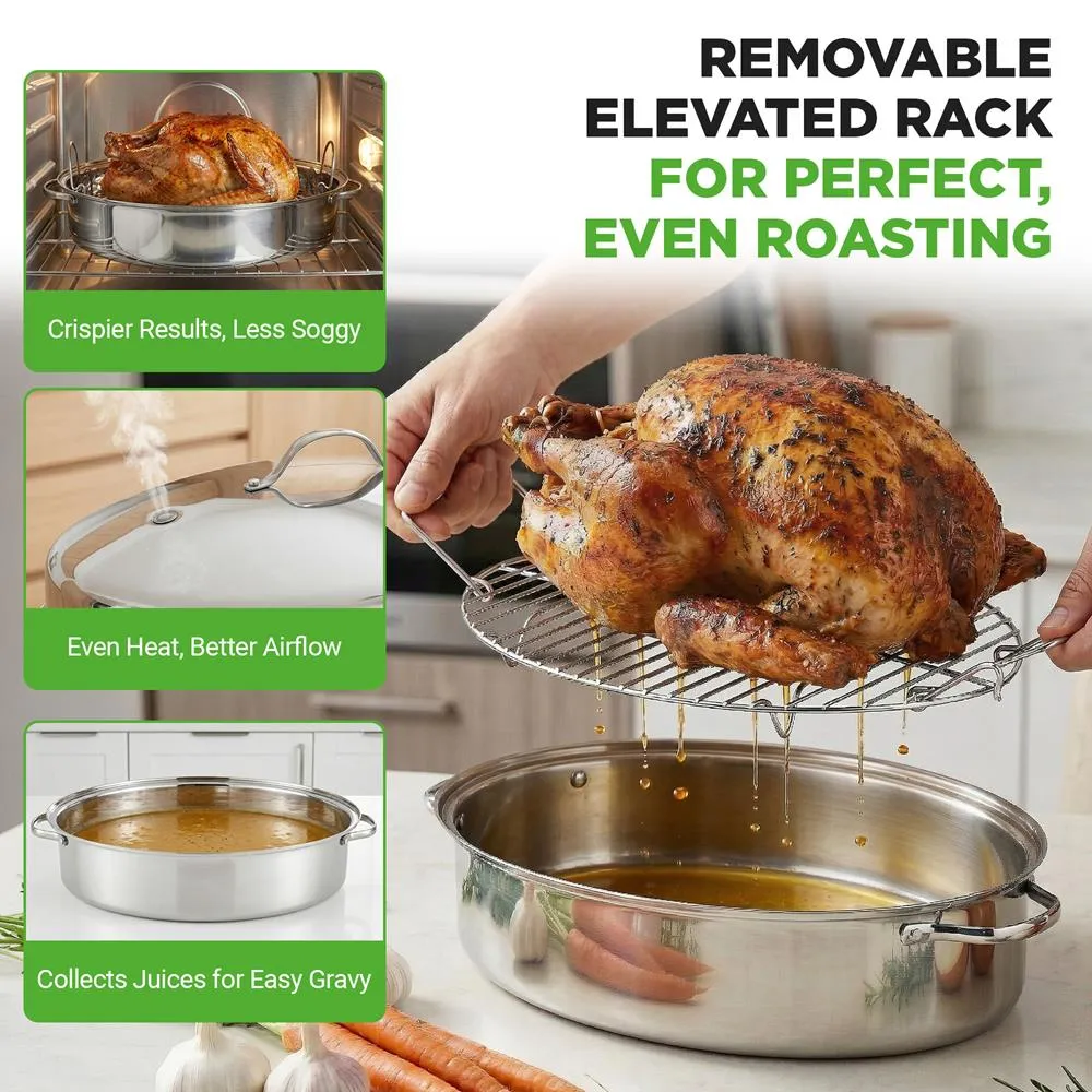Nutrichef 20" Oval Roasting Pan plat rôtissoire inox