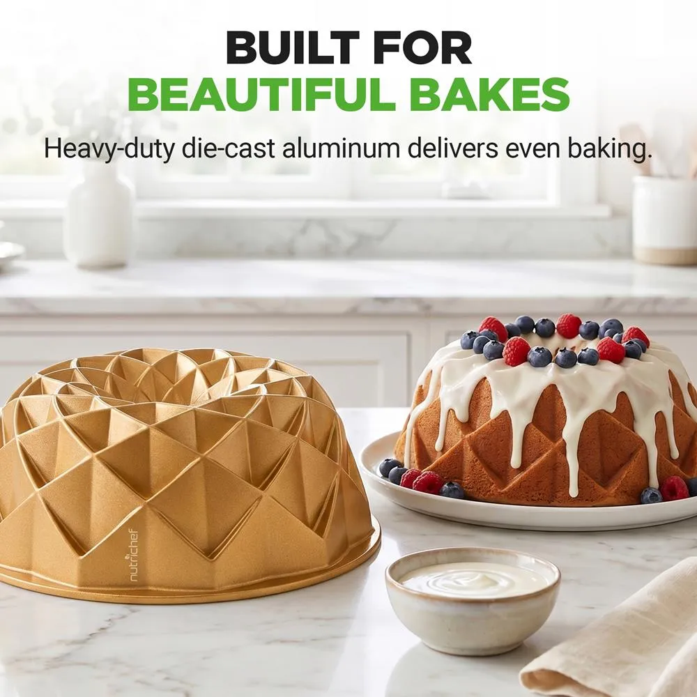 Nutrichef moule bundt aluminium doré 9 pouces antiadhésif