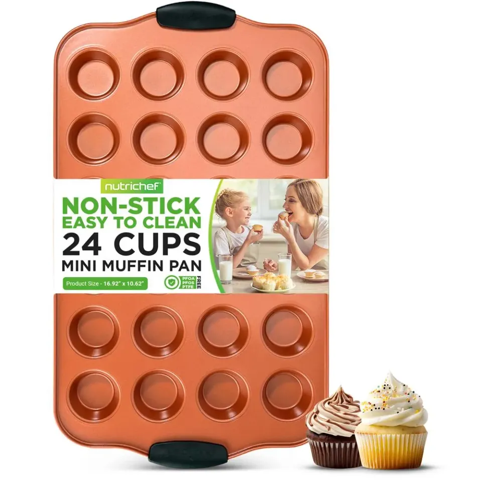 Nutrichef Moule 24 Muffins Antiadhésif Cuivre Acier