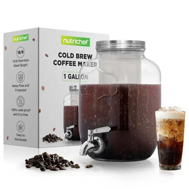 Nutrichef NCCOFF87 fontaine cold brew 3,8 L verre