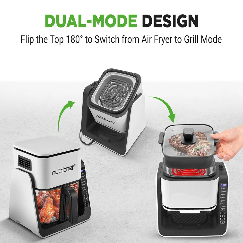 Nutrichef friteuse air fryer grill verre blanc 4 L 1500 W
