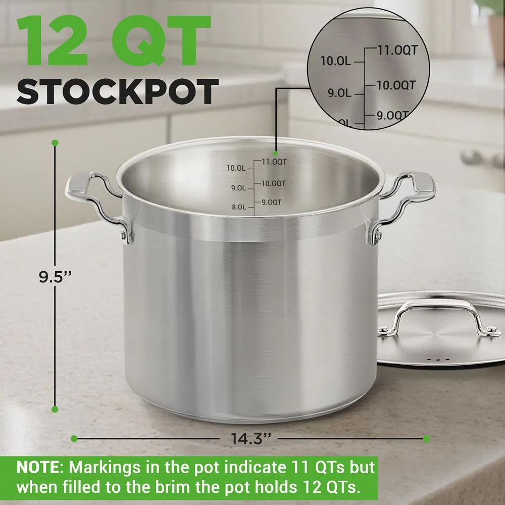 Nutrichef NCSPT12Q faitout inox 12 QT induction grande capacité