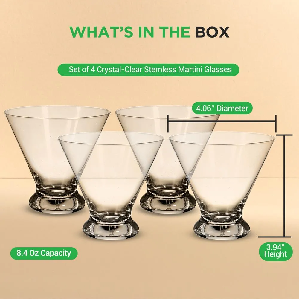 Nutrichef lot 4 verres martini cristal sans plomb 250 ml