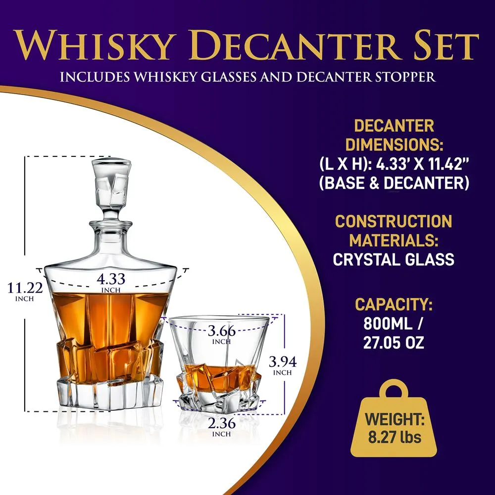 Nutrichef carafe whisky cristal 800 ml + 4 verres
