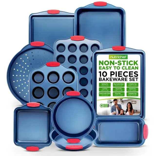 Nutrichef set 10 moules pâtisserie antiadhésifs bleu