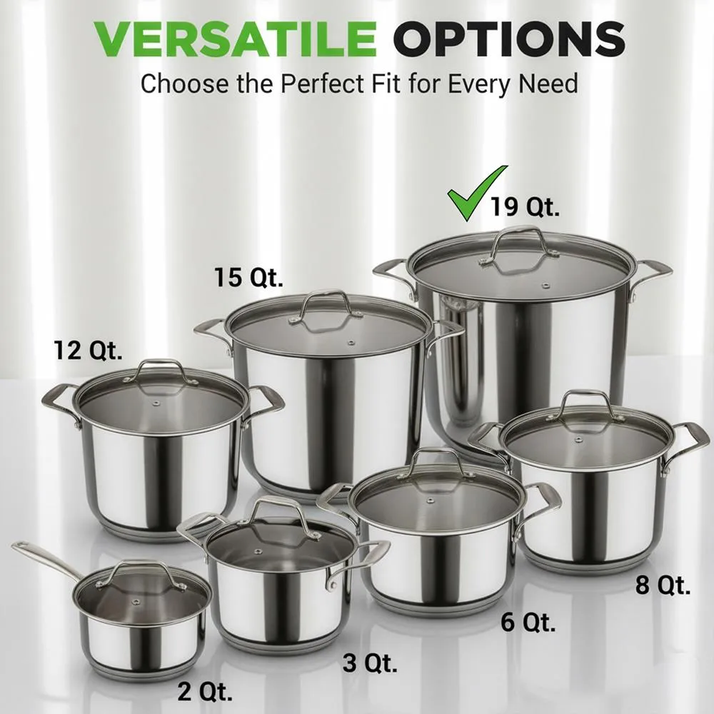 Nutrichef Faitout inox 19 Qt avec couvercle verre induction