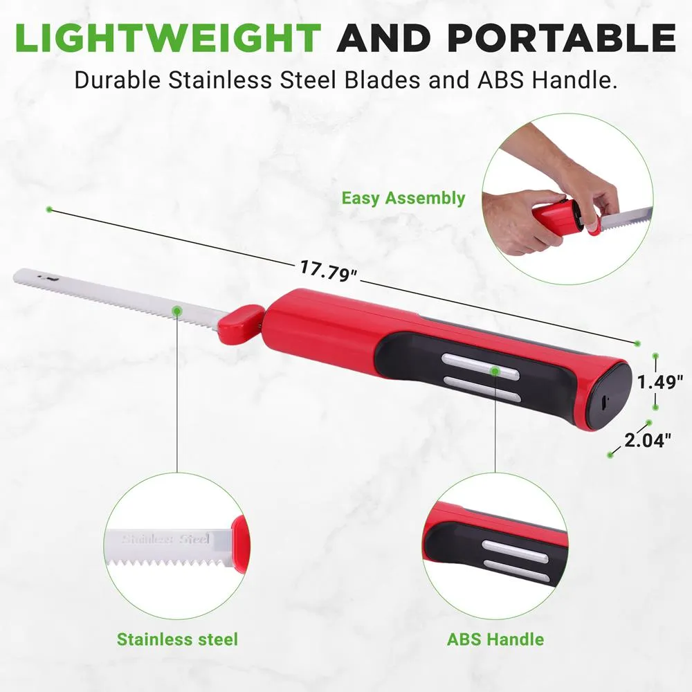 Nutrichef Couteau Électrique Sans Fil Rouge Lames Inox