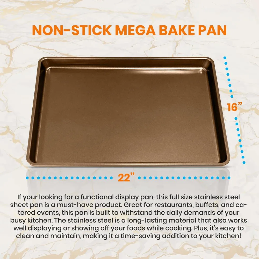 Nutrichef NCLG1GD plaque de cuisson XL 22x16 dorée antiadhésive