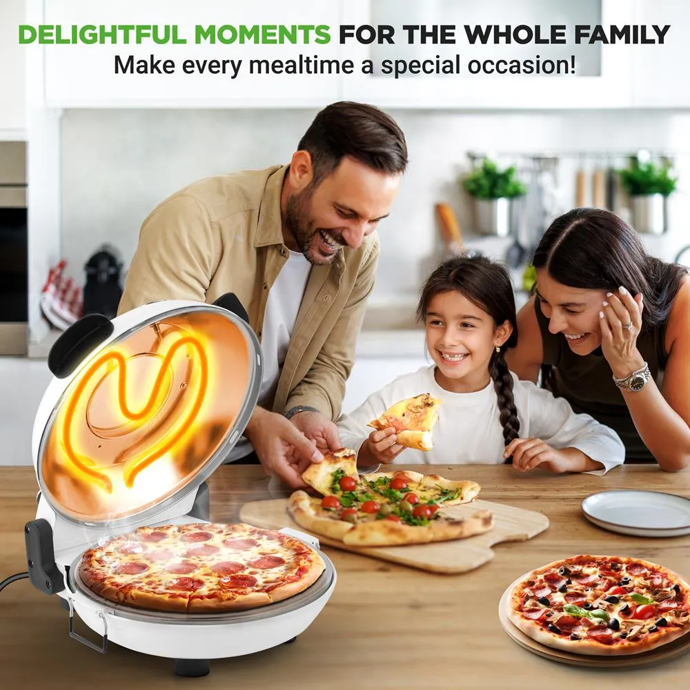 Nutrichef four à pizza électrique 12 pouces pierre blanc