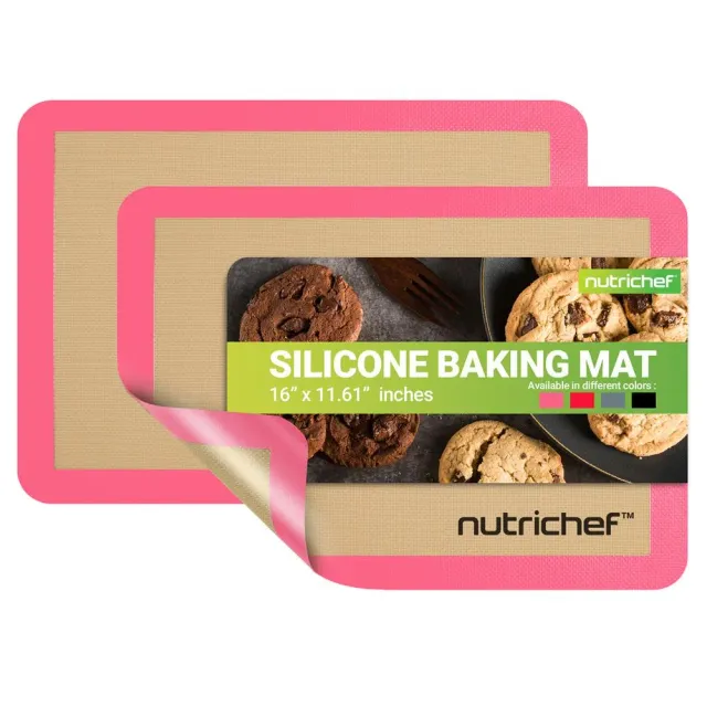 Nutrichef Tapis cuisson silicone rose lot de 2