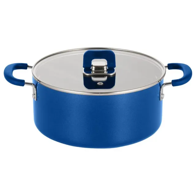 Nutrichef Faitout 5 Qt bleu avec couvercle pliable