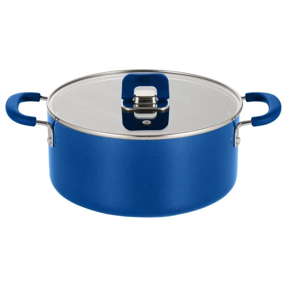 Nutrichef Faitout 5 Qt bleu avec couvercle pliable