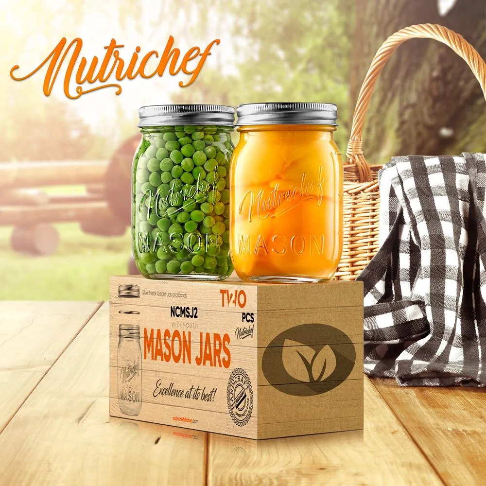 Nutrichef bocaux verre 470 ml lot 2 couvercle argent