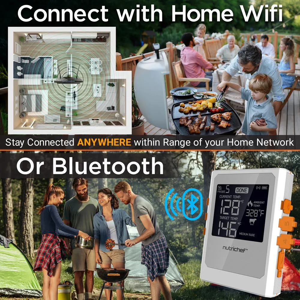 Nutrichef Thermomètre BBQ WiFi 2 Sondes Inox