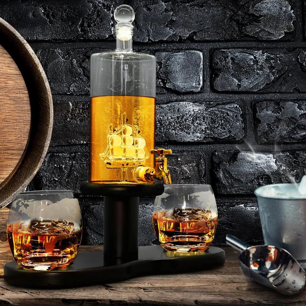 Nutrichef Carafe whisky globe 780 ml avec verres