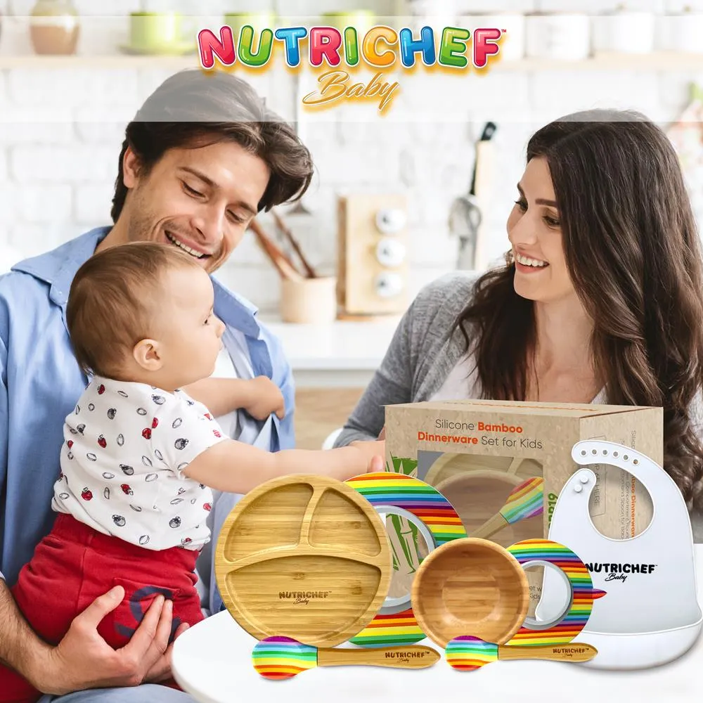 Nutrichef set repas bébé bambou silicone ventouses
