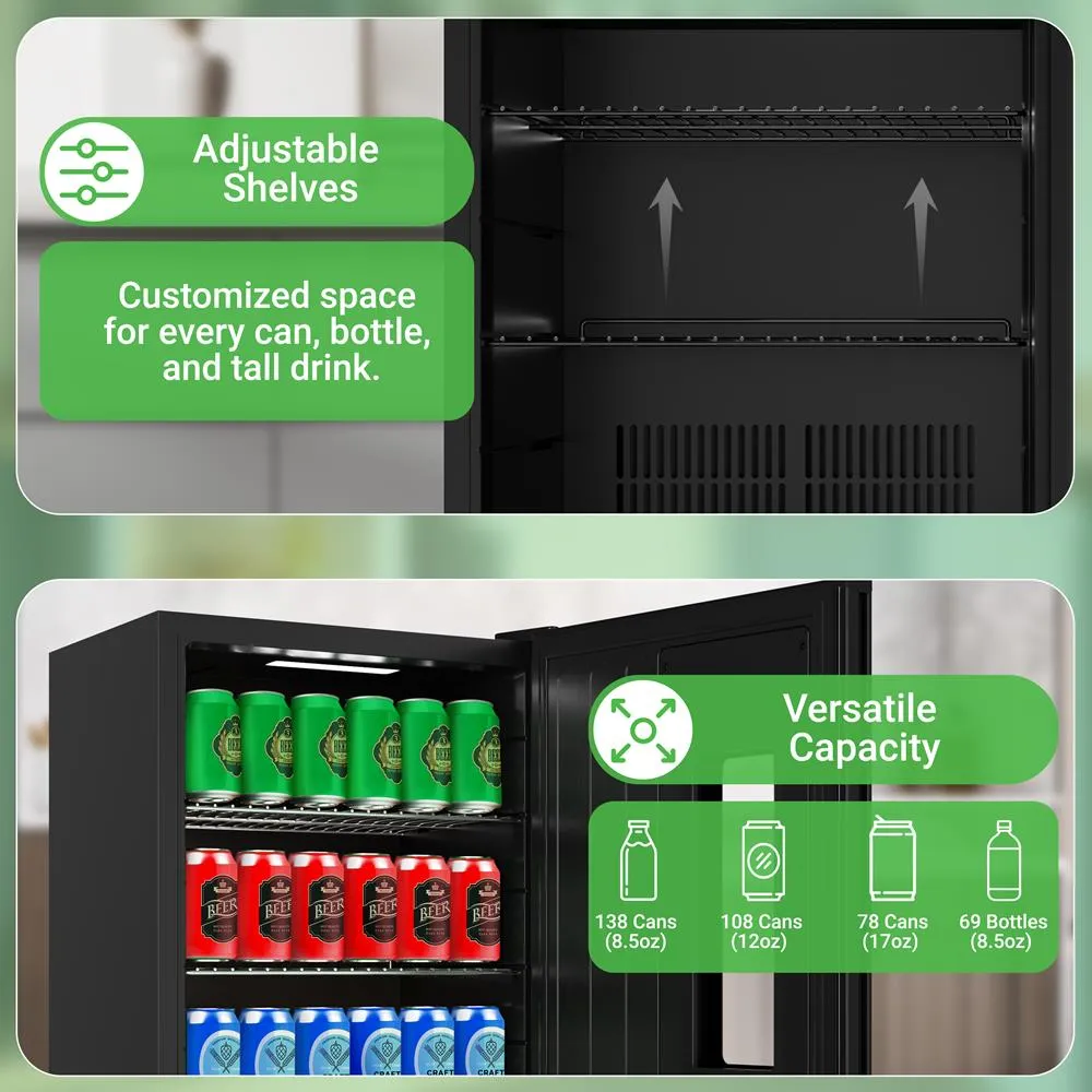 Nutrichef Mini Frigo Boissons 108 Canettes Porte Vitrée