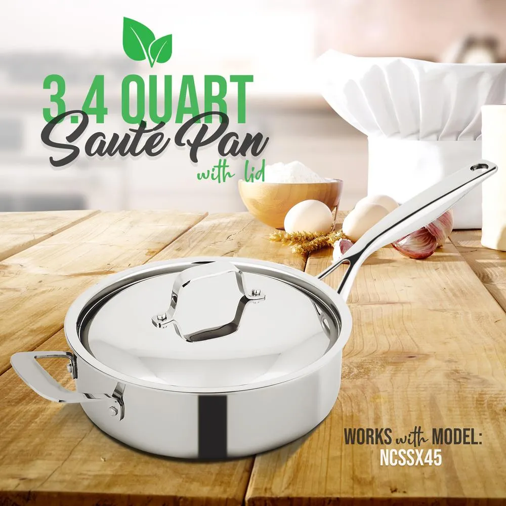Nutrichef NCSSX45 sauteuse inox avec couvercle 3,2 L