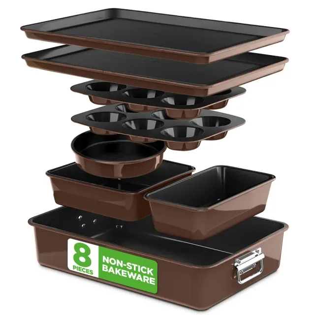 Nutrichef set 8 moules pâtisserie antiadhésif marron