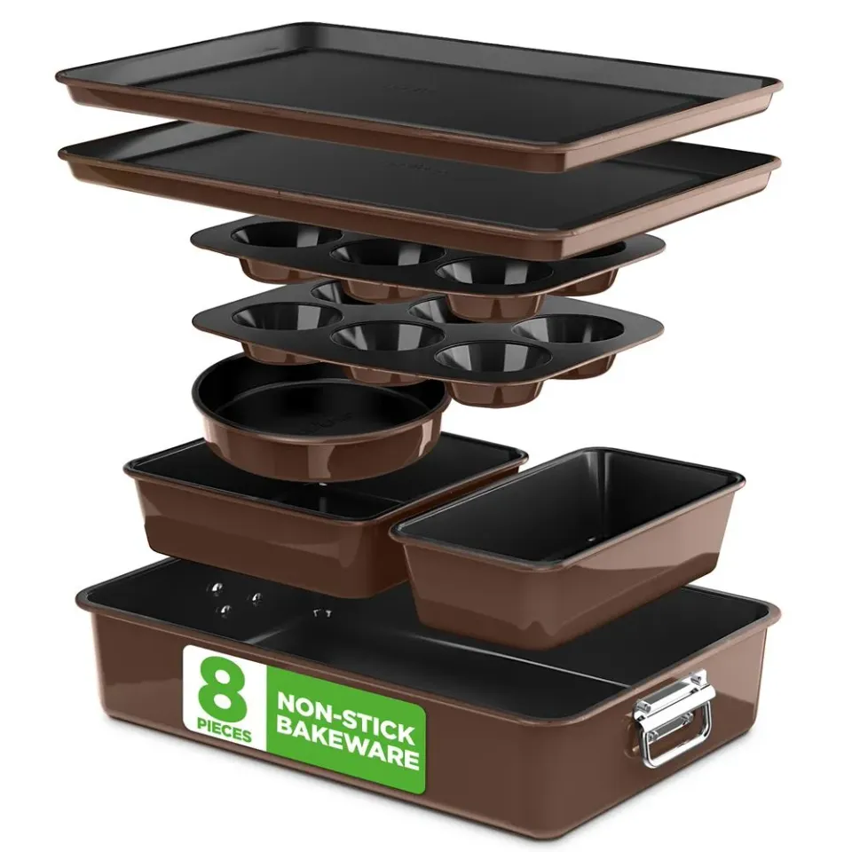 Nutrichef set 8 moules pâtisserie antiadhésif marron