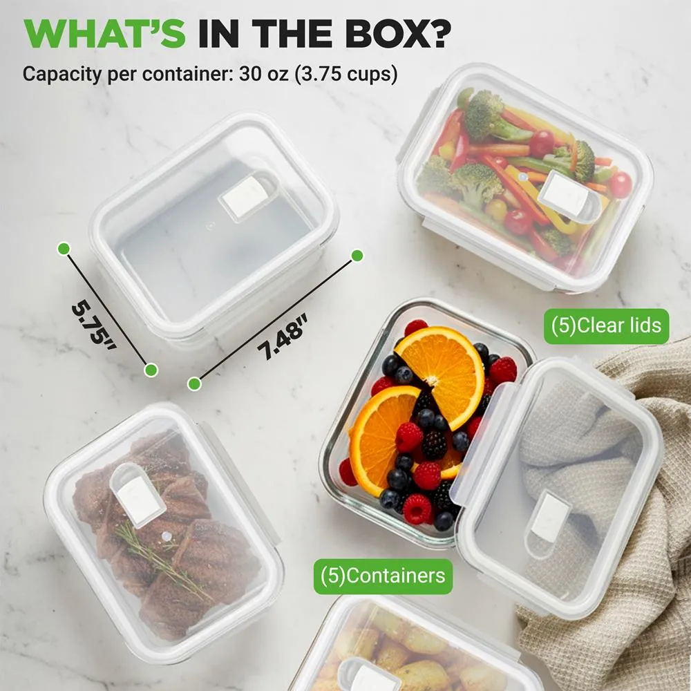 Nutrichef NCCLX5 boîtes verre borosilicate 5x850ml hermétique