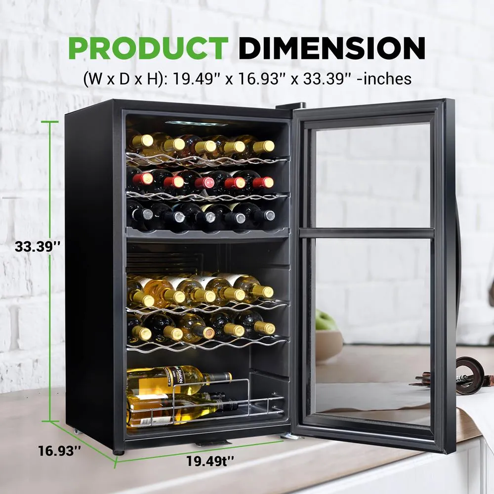 Nutrichef Cave à Vin 33 Bouteilles Double Zone Inox Réfrigérée