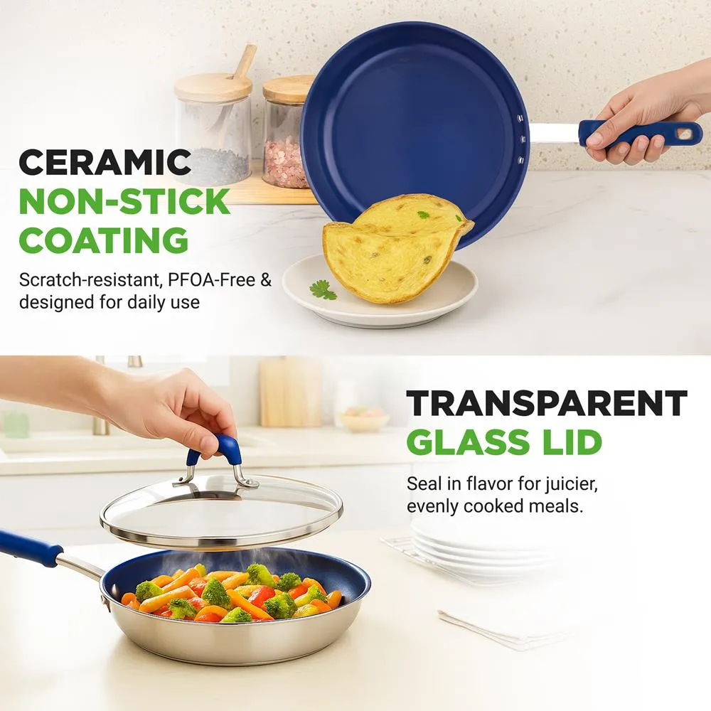 Nutrichef NCFRLD8 poêle 20 cm céramique avec couvercle
