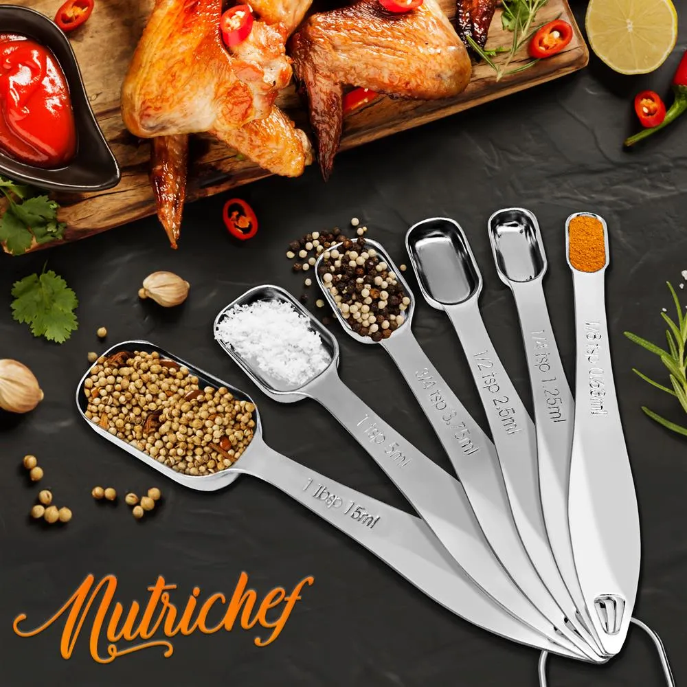 Nutrichef cuillères doseuses inox 6 pièces ovales