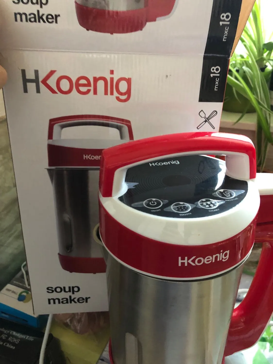 H.Koenig MXC18 blender chauffant 1,1L rouge soupe mixée