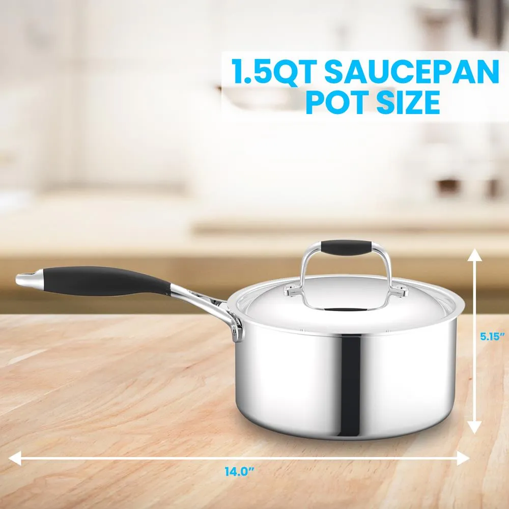 Nutrichef Casserole Inox avec Couvercle 3 Qt
