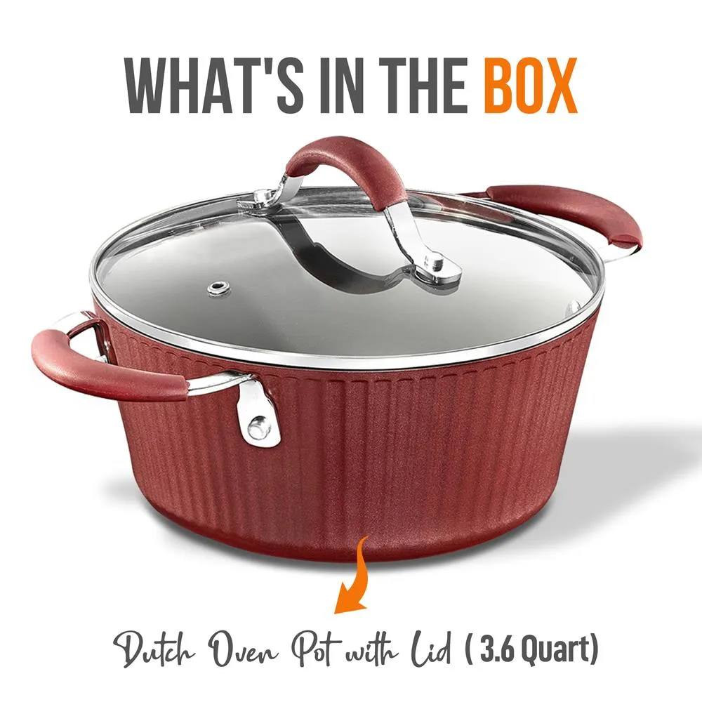 Nutrichef faitout cocotte antiadhésive 3,6 L avec couvercle
