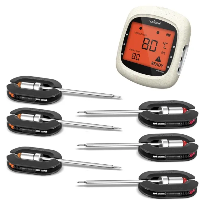 Nutrichef Thermomètre Viande Bluetooth 6 Sondes Écran LCD